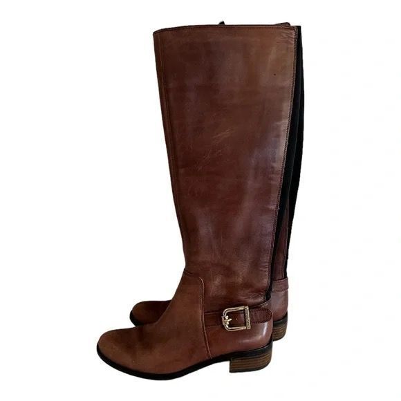 Vince camuto burgundy brown‎ black flat knee women's boot leather Size 5.5 - Picture 1 of 8